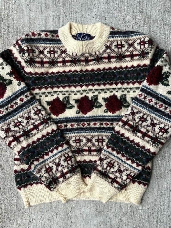 Woolrich Sweaters - Vintage Woolrich Women’s Fair Isle Sweater Roses Isle Pattern Wool